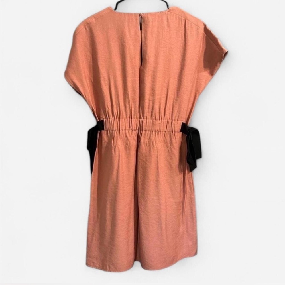 Gilli mauve pink midi dress with a cinched waist and black side bows. Small - Picture 2 of 6